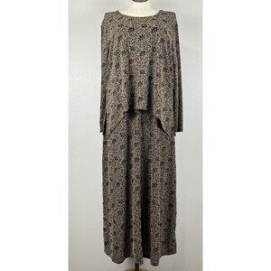 Rabbit Designs Floral 2-Piece Dress Set Size 20W VTG USA Sleeveless Long Sleeve